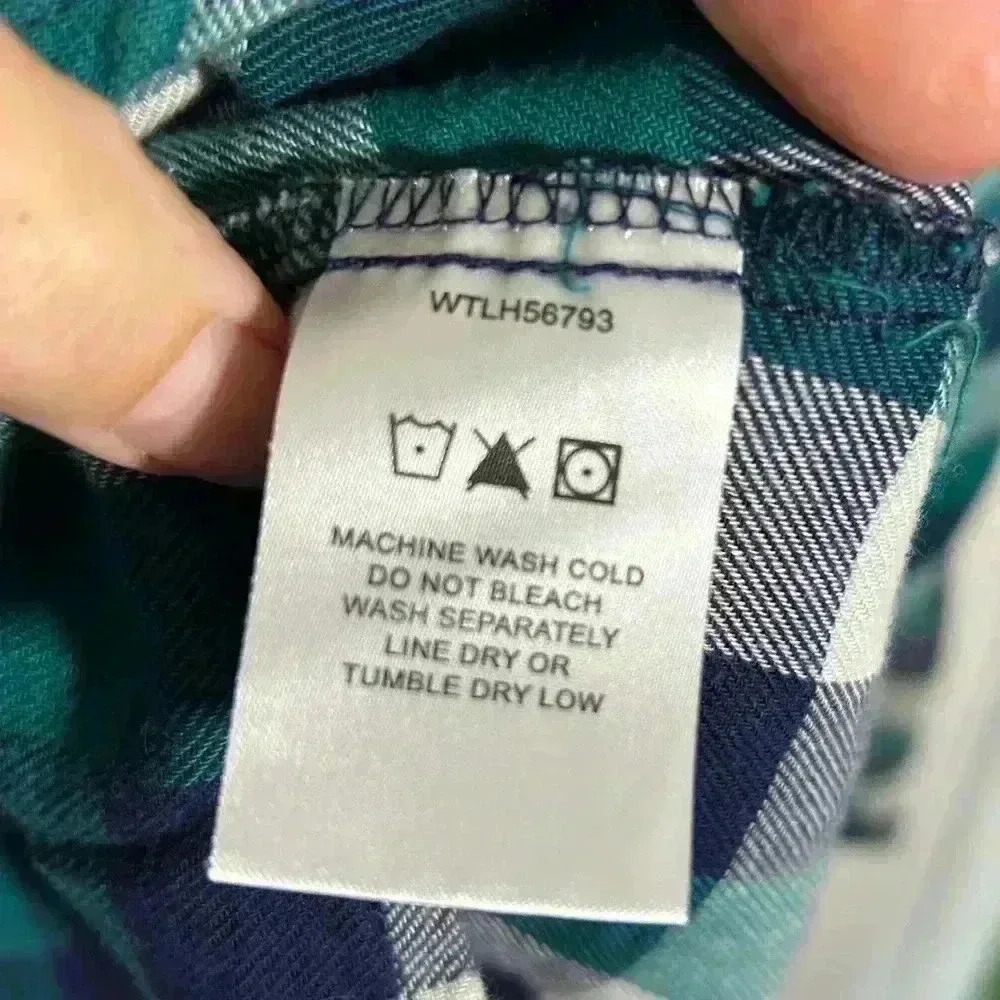 Wrangler Wrancher Shirt Teal/Navy/Cream Plaid Flannel Button Down Shirt. Size XL - Picture 6 of 12